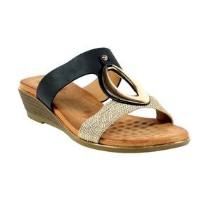 Lunar Womens/Ladies Porto Wedge Heel Sandals / Black